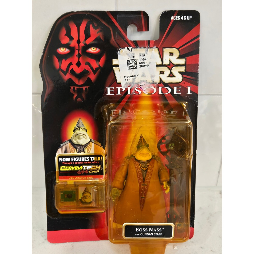 Star Wars Episode I Boss Nass Action Figure with Gungan Staff CommTech Chip 1998